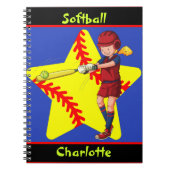 Softball Girls Star Batter Swing Personalisiert Notizblock (Vorderseite)