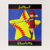 Softball Girls Star Batter Swing Personalisiert Puzzle (Vertikal)