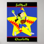 Softball Girls Star Pitcher Personalisiert Poster (Vorne)