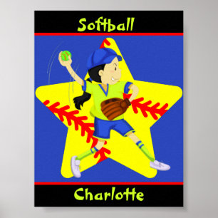 Softball Girls Star Pitcher Personalisiert Poster
