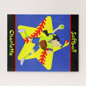 Softball Girls Star Pitcher Personalisiert Puzzle (Horizontal)