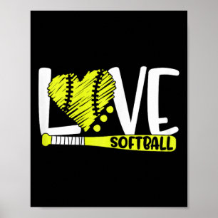 Softball-Grafik für jugendliche Mädchen und Frauen Poster
