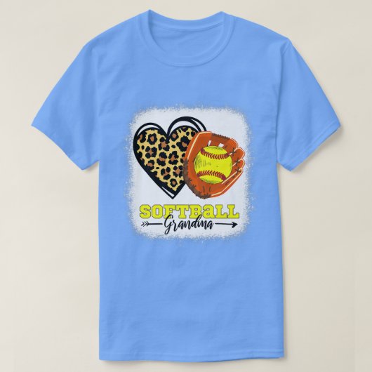 Softball Grandma gebleicht Leopard Herzhandschuh w T-Shirt (Design vorne)