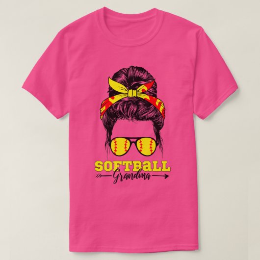 Softball Grandma Messy Bun Softball Lover Mütter T-Shirt (Design vorne)