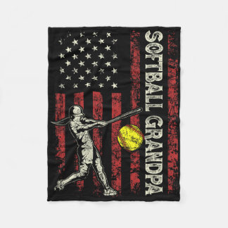 Softball Grandpa Us Flag Gifts Dad Men Patriotic F Fleecedecke