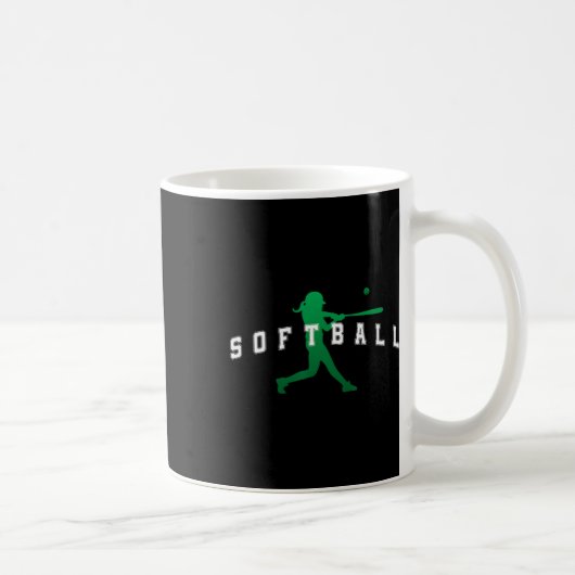 Softball Green Team Spieler Varsity Text Kaffeetasse (Rechts)