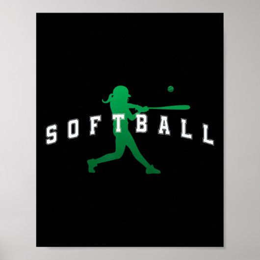 Softball Green Team Spieler Varsity Text Poster (Vorne)