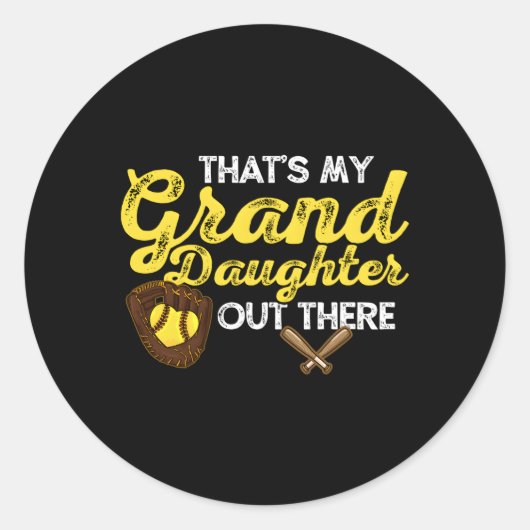 Softball Großtochter Oma Opa Runder Aufkleber (Vorderseite)
