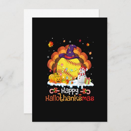 Softball Halloween Weihnachtsfest Erntedank Hallot Einladung (Vorne/Hinten)