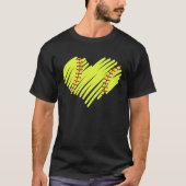 Softball Heart Ball Mom Dad Men Women Baseball T-Shirt (Vorderseite)