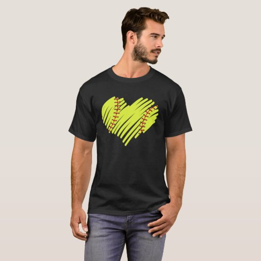 Softball Heart Ball Mom Dad Men Women Baseball T-Shirt (Vorne ganz)