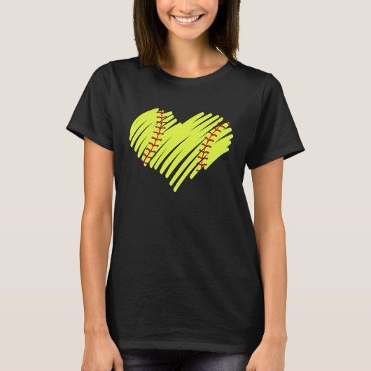 Softball Heart Ball Mom Dad Men Women Baseball T-Shirt (Vorderseite)