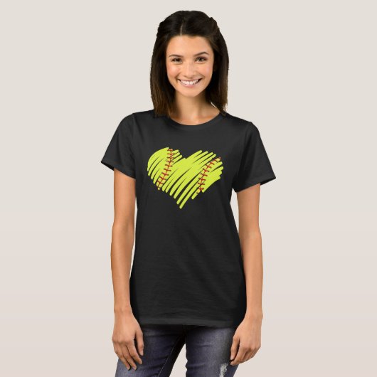 Softball Heart Ball Mom Dad Men Women Baseball T-Shirt (Vorne ganz)