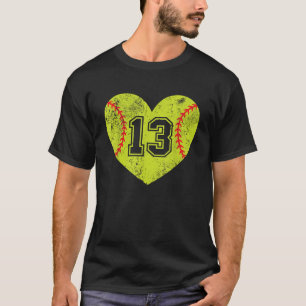 Softball Heart Player 13 Softball Mama Vater Vielf T-Shirt