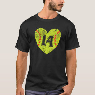 Softball Heart Player 14 Softball Mama Vater Vielf T-Shirt