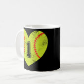 Softball-Heart Player 1 Softball Mama Vater Vielfa Kaffeetasse (Vorderseite Links)