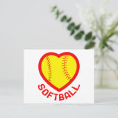 Softball Heart Postkarte (Stehend Vorderseite)