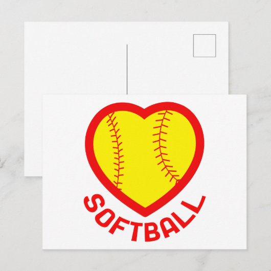 Softball Heart Postkarte (Vorne/Hinten)