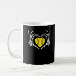 Softball Heart Skeleton Hand Halloween Kostümspass Kaffeetasse