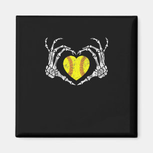Softball Heart Skeleton Hand Halloween Kostümspass Magnet