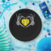 Softball Heart Skeleton Hand Halloween Kostümspass Pappteller (Party)