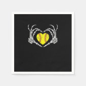 Softball Heart Skeleton Hand Halloween Kostümspass Serviette (Vorderseite)