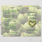 Softball Heart Wedding Theme Programm (Vorne/Hinten)
