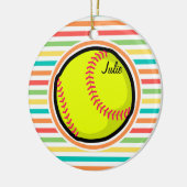 Softball; Helle Regenbogenstreifen Keramik Ornament (Links)