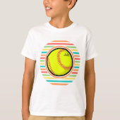 Softball; Helle Regenbogenstreifen T-Shirt (Vorderseite)