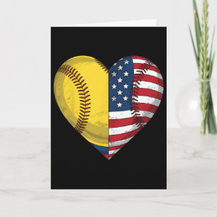 Softball Herz Amerikanische Flagge 4. Juli Für Fra Karte