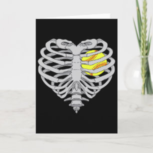 Softball Herz Skelett Brustkorb Halloween Liebe So Karte