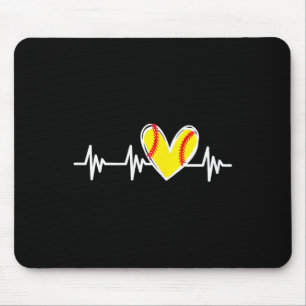 Softball Herzschlag Liebe Herz Für Frauen Teenager Mousepad