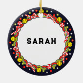 Softball Holiday-Geschenk Keramik Ornament (Hinten)