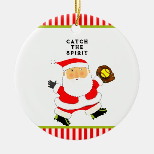 Softball Holiday-Geschenk Keramik Ornament (Vorne)