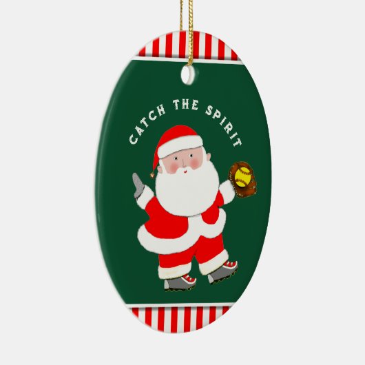 Softball Holiday-Geschenk Keramik Ornament (Rechts)