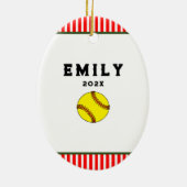 Softball Holiday-Geschenk Keramik Ornament (Hinten)