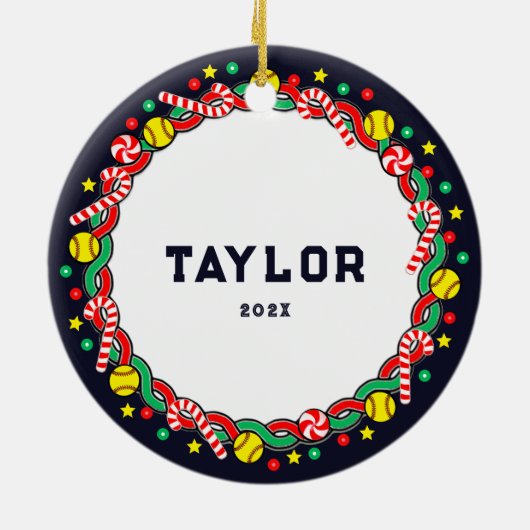 Softball Holiday Gift Keramik Ornament (Hinten)