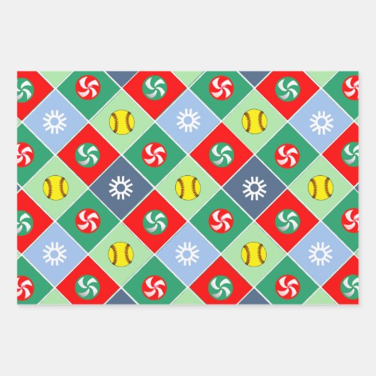 Softball Holiday Gift Wrapping Paper Geschenkpapier Set (Vorderseite 2)