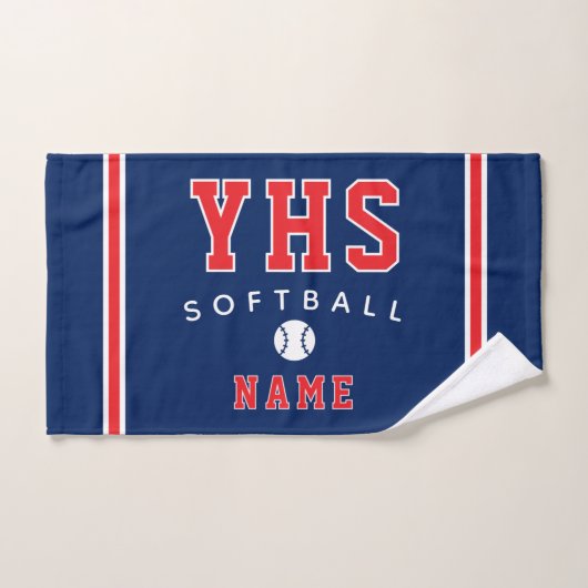 Softball-Ikone, Benutzerdefinierter Name & Schule, Handtuch (Handtuch)