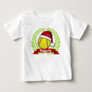 Softball im Weihnachtsstil der Weihnachtsmannmütze Baby T-shirt