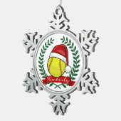 Softball in einer schneeflocken Zinn-Ornament (Rechts)