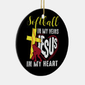 Softball in meinen Adern Jesus in meinem Herzen Ch Keramik Ornament (Rechts)