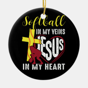 Softball in meinen Adern Jesus in meinem Herzen Ch Keramik Ornament
