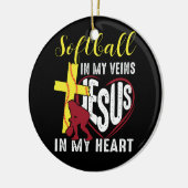 Softball in meinen Adern Jesus in meinem Herzen Ch Keramik Ornament (Links)