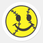 Softball ist glücklich runder aufkleber (Vorderseite)