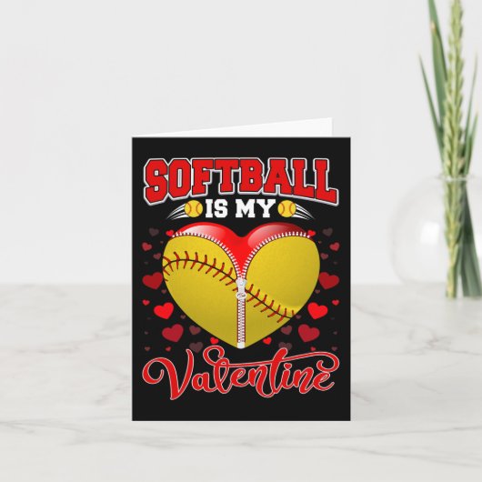 Softball ist mein Valentiner Softball-Ball Herz Va Karte (Vorderseite)