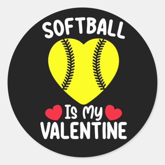 Softball ist mein Valentinstag Runder Aufkleber (Vorderseite)