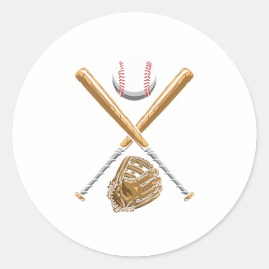 Softball Items Ball Bat Glove Helmet Baseball Gift Runder Aufkleber (Vorderseite)