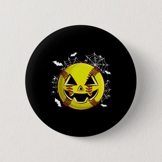 Softball Jack O Lantern Kürbiskopf Halloween-Kosme Button (Vorderseite)