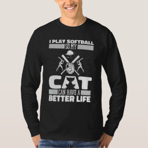 Softball Katze Schlagmann Werfer Fänger Softball T-Shirt